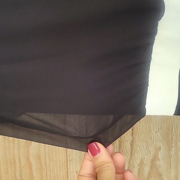 Express Size XSmall Black, Teal, Off White Color Blocked Bodycon Dress - Picture 2 of 7